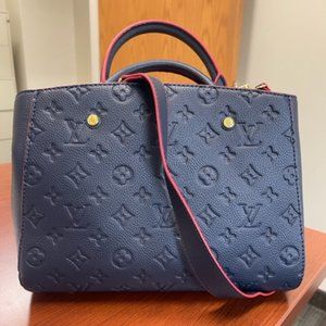 Louis Vuitton LV Womens Montaigne MM Handbag Monogram Empreinte Leather